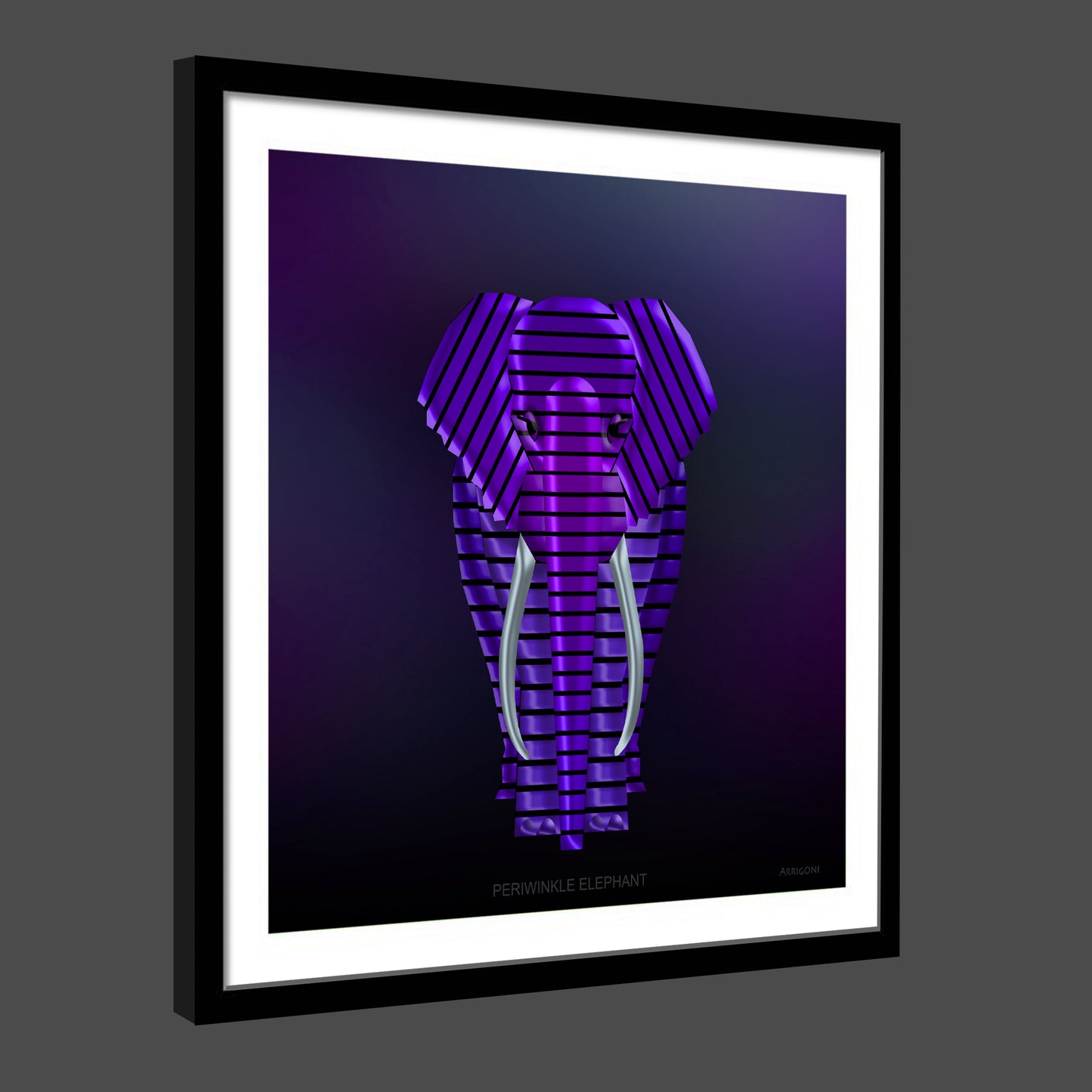 PERIWINKLE ELEPHANT (FINE ART PAPER PRINT FRAMED)