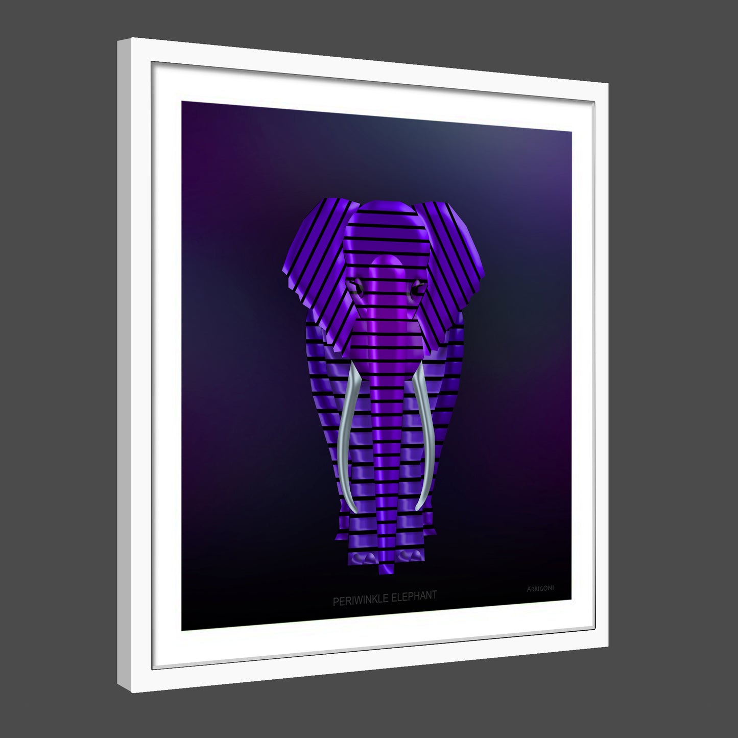 PERIWINKLE ELEPHANT (FINE ART PAPER PRINT FRAMED)