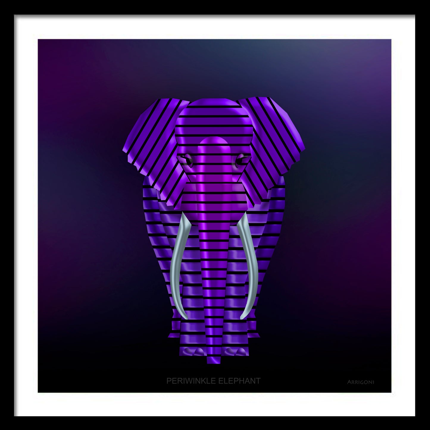 PERIWINKLE ELEPHANT (FINE ART PAPER PRINT FRAMED)