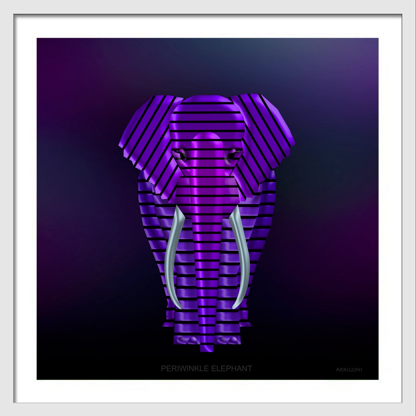 PERIWINKLE ELEPHANT (FINE ART PAPER PRINT FRAMED)