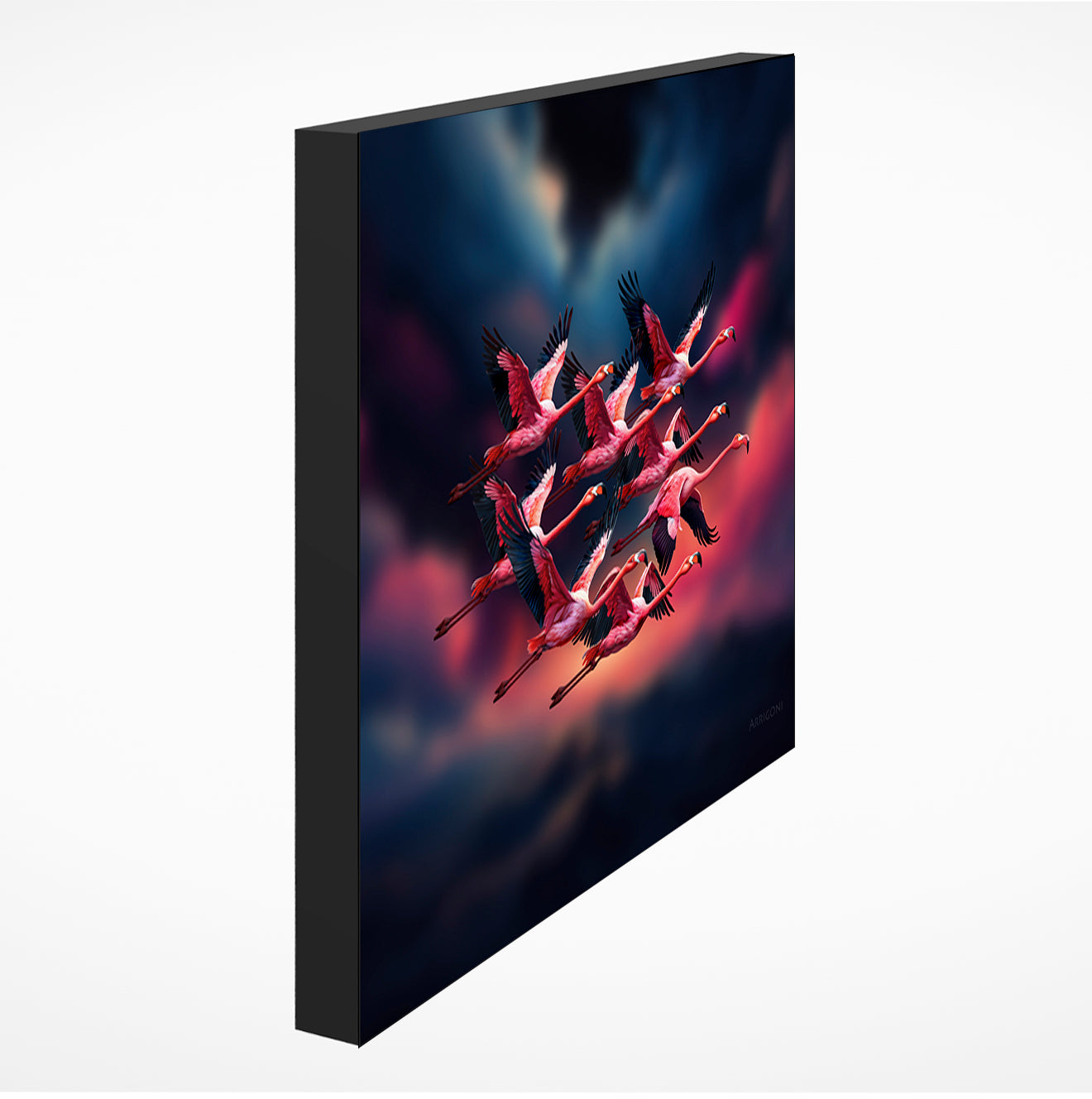 FLAMINGOS IN FLIGHT (GALLERY WRAPPED CANVAS)