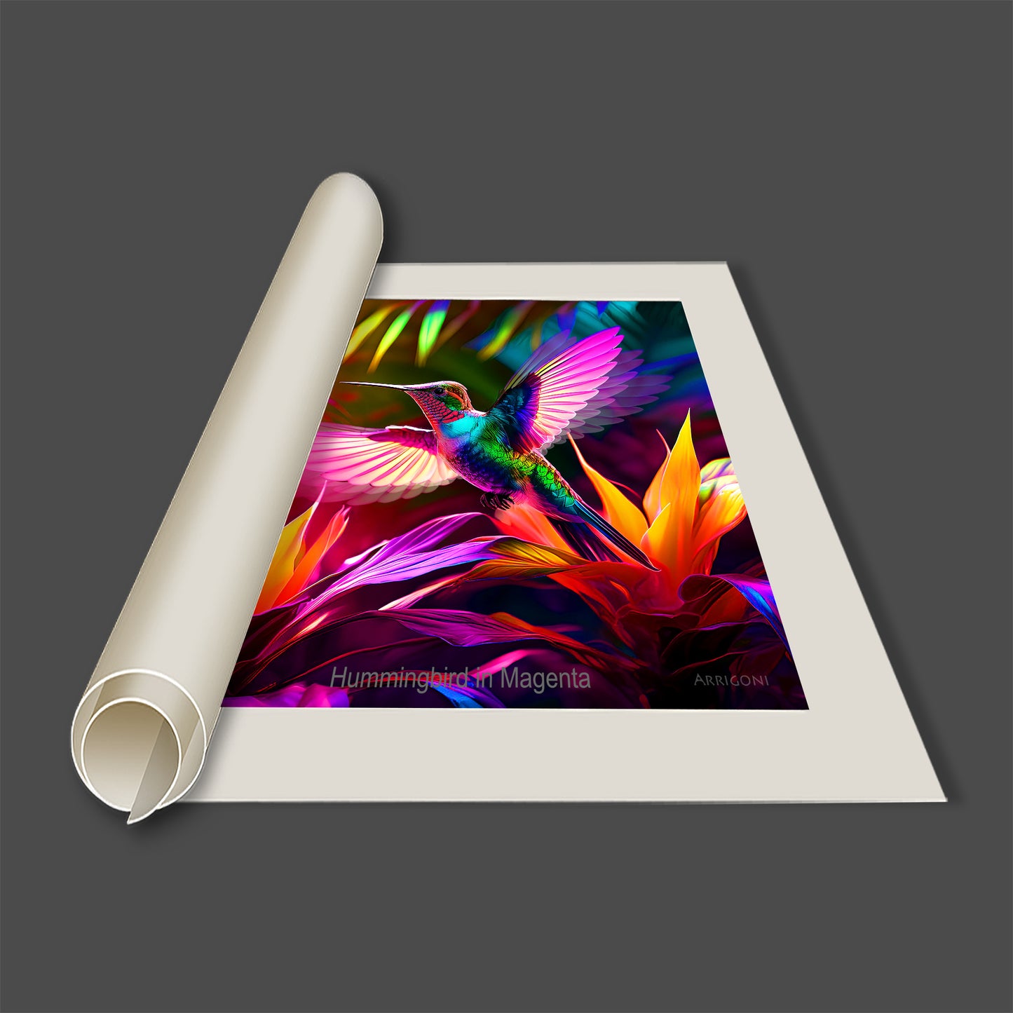 HUMMINGBIRD IN MAGENTA (CANVAS ONLY)