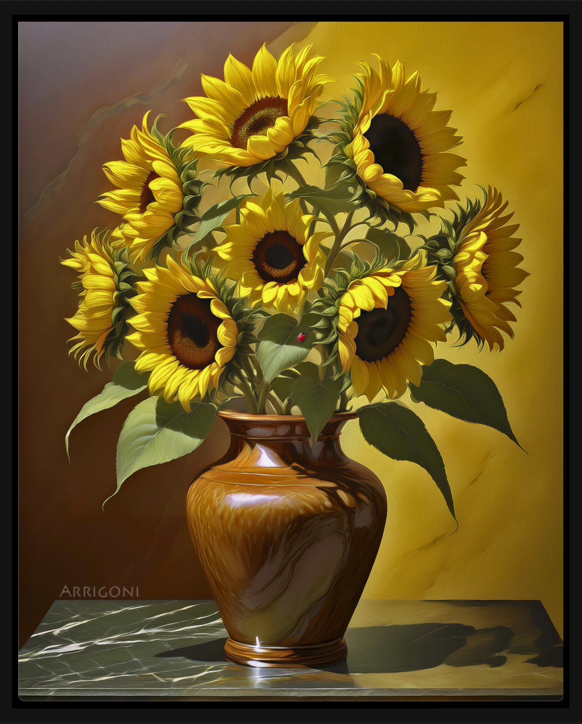 SUNFLOWERS YELLOW (CANVAS FRAMED)