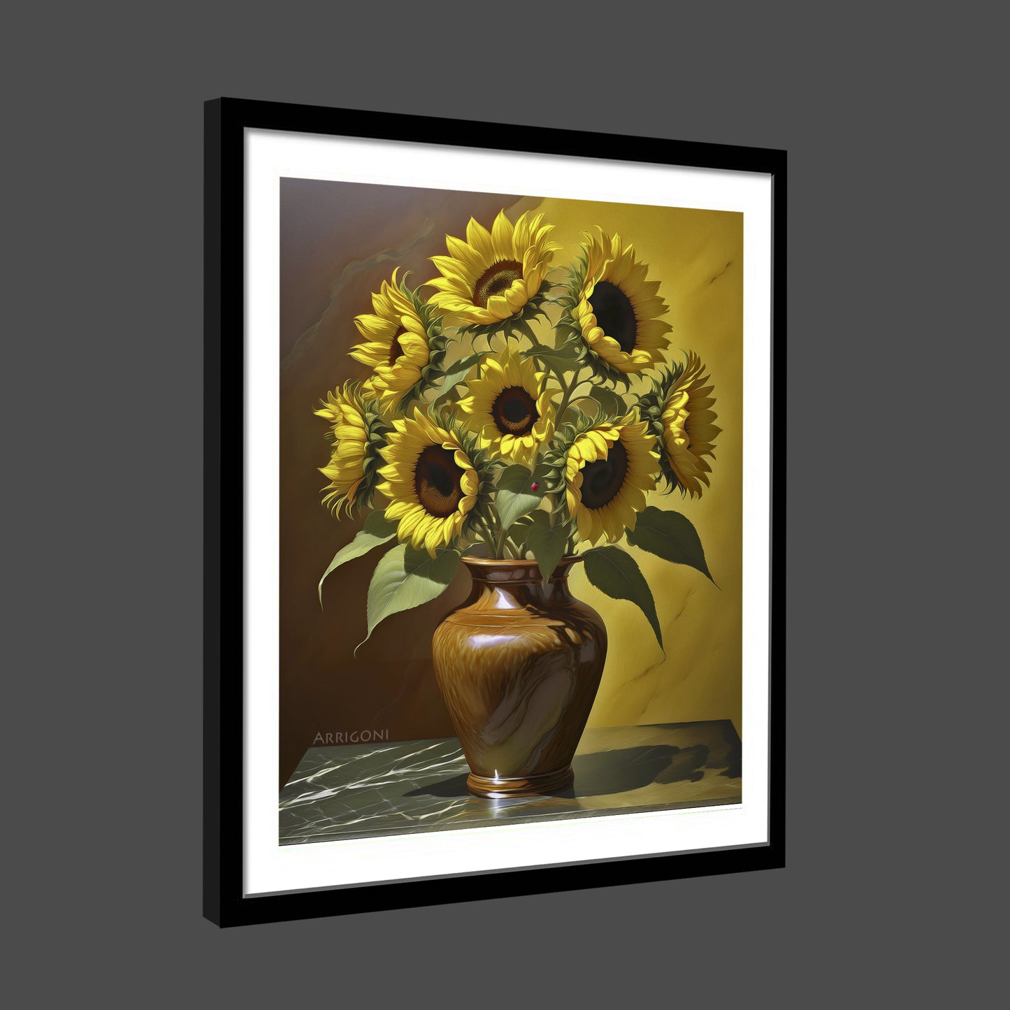 SUNFLOWERS YELLOW (FINE ART PAPER PRINT FRAMED)
