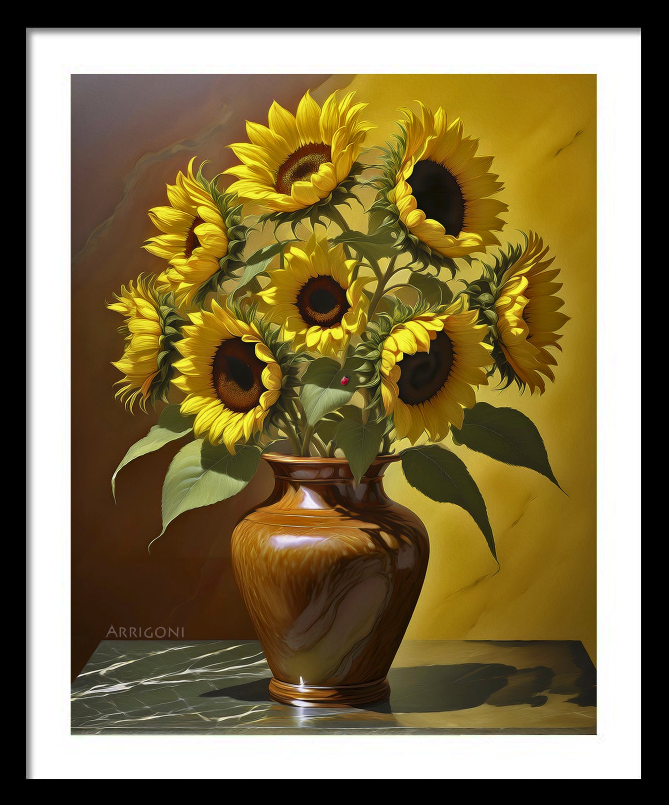 SUNFLOWERS YELLOW (FINE ART PAPER PRINT FRAMED)