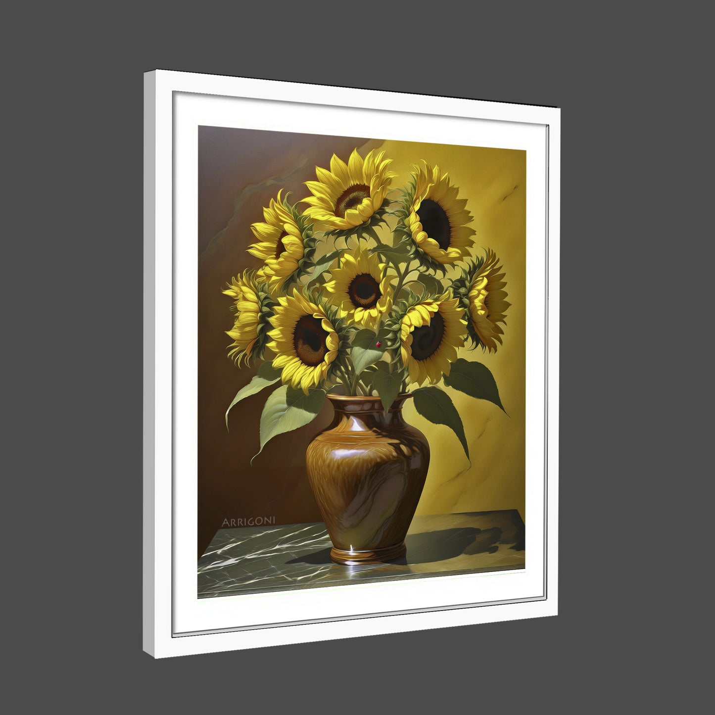 SUNFLOWERS YELLOW (FINE ART PAPER PRINT FRAMED)