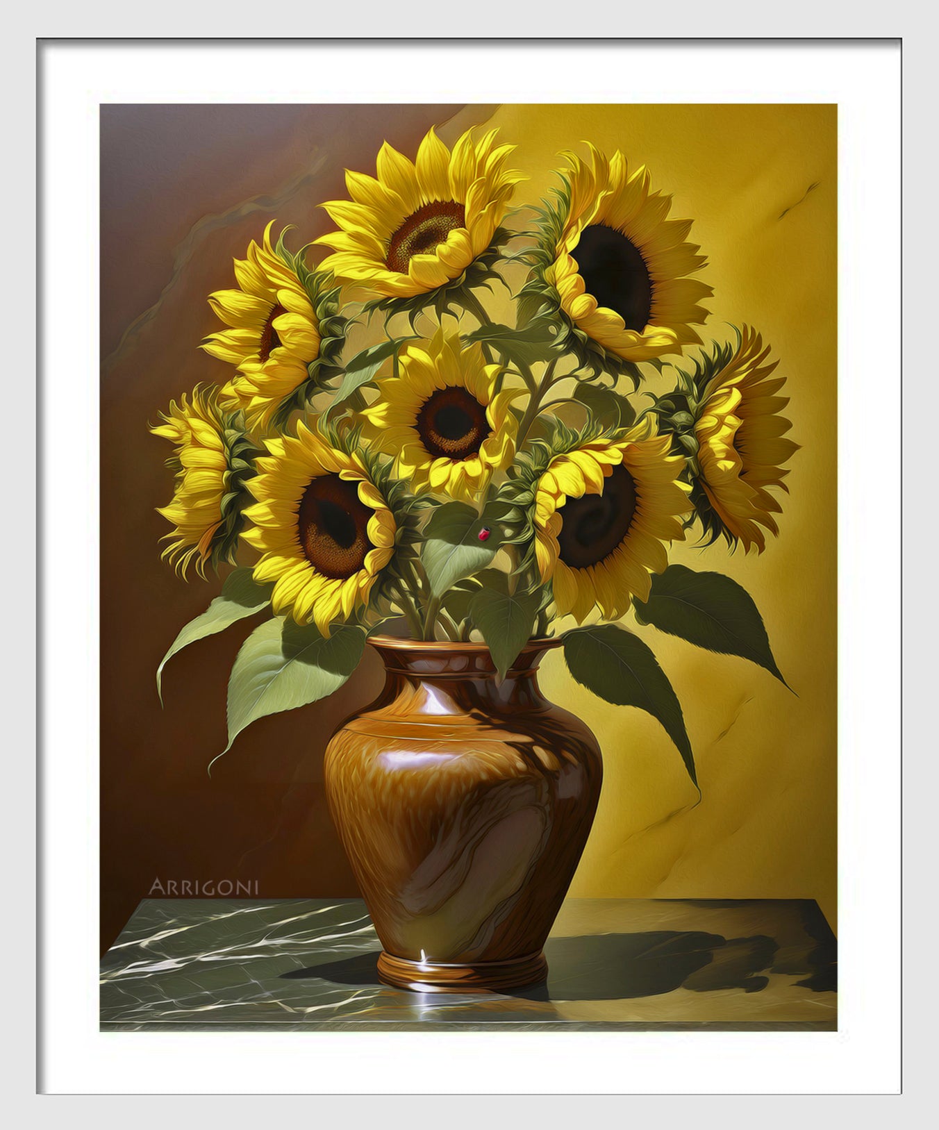 SUNFLOWERS YELLOW (FINE ART PAPER PRINT FRAMED)