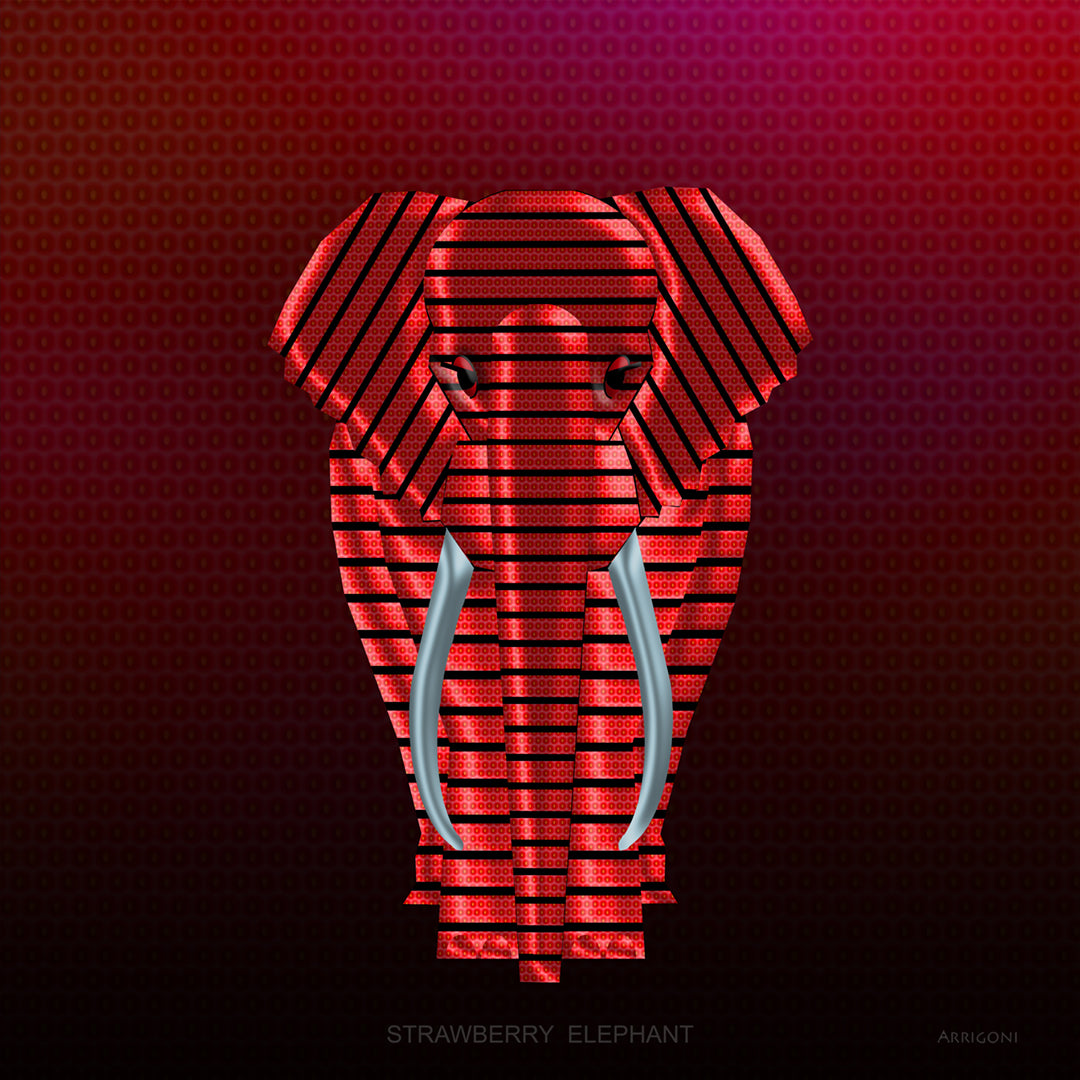 STRAWBERRY ELEPHANT (FINE ART PAPER )