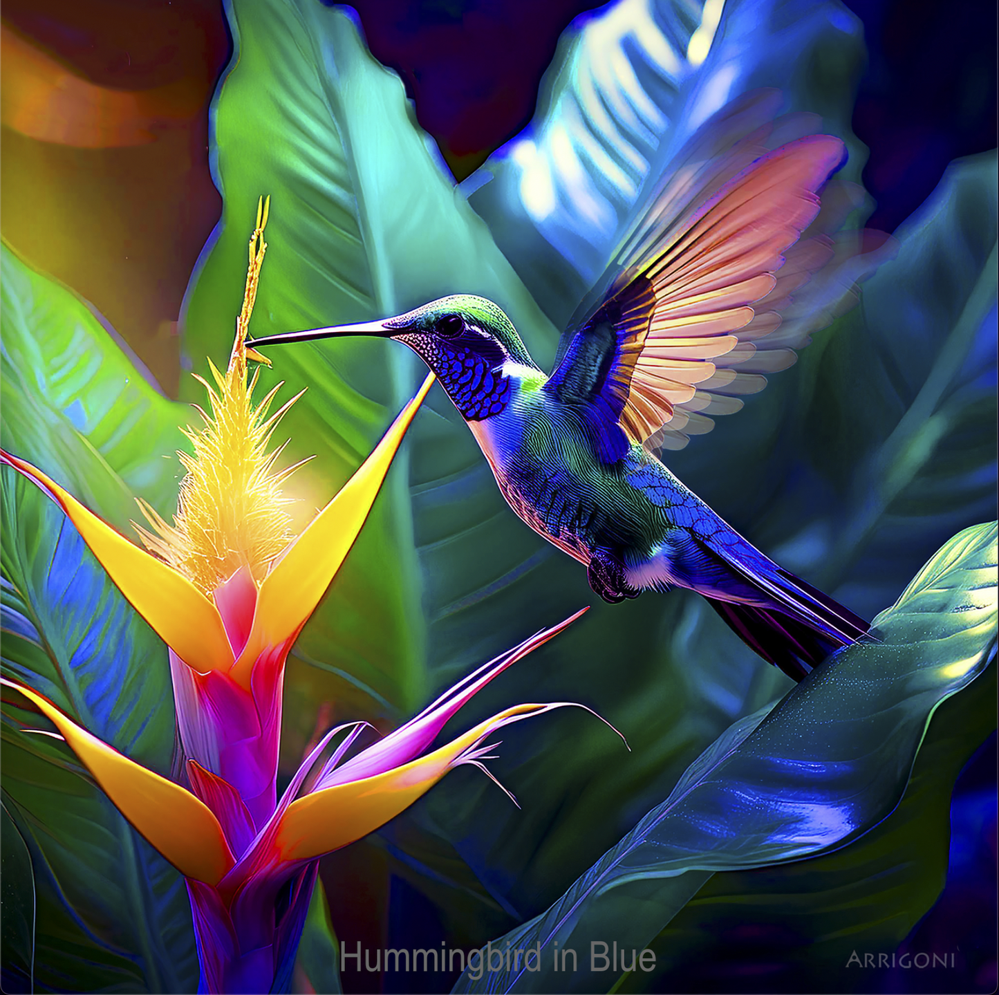 HUMMINGBIRD IN BLUE (CANVAS ONLY)
