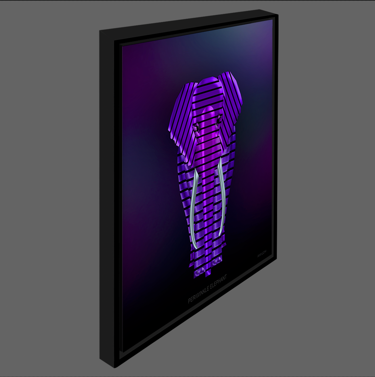 PERIWINKLE ELEPHANT (CANVAS FRAMED)