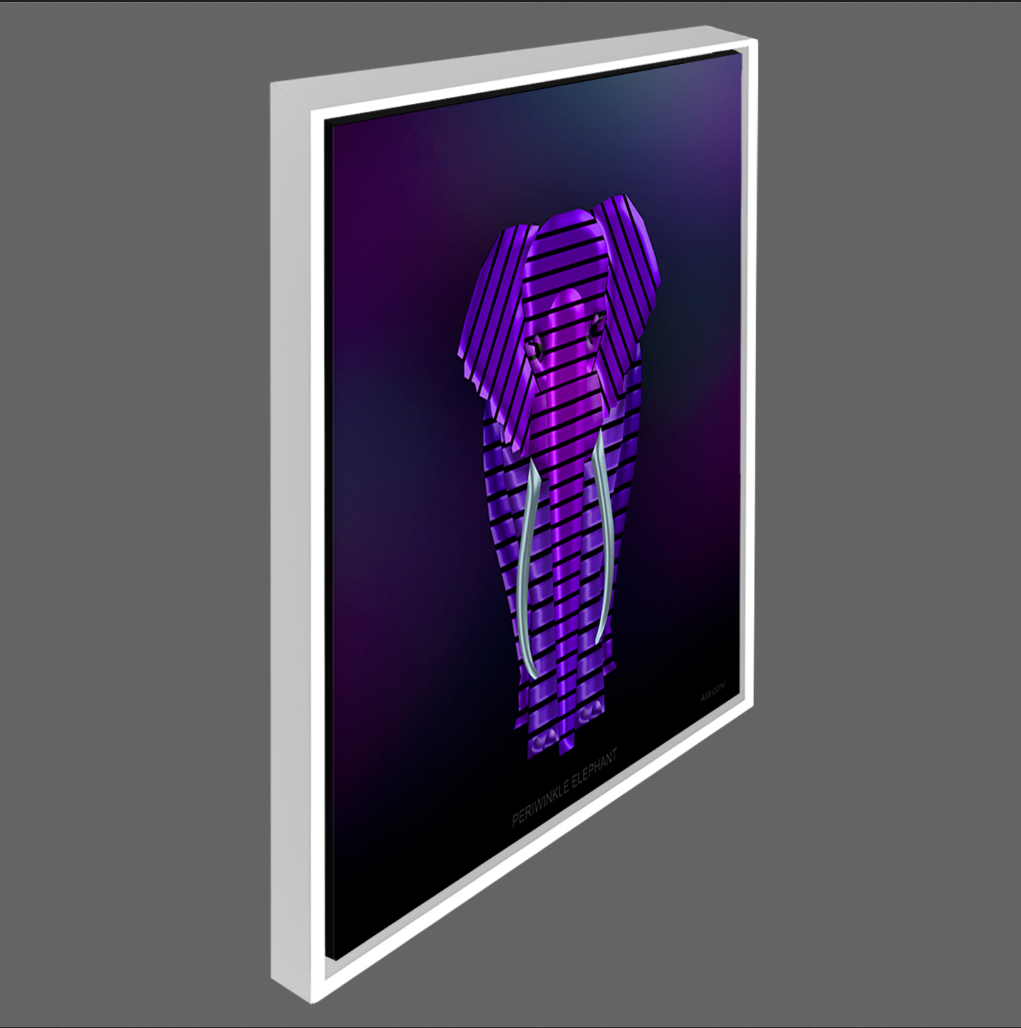 PERIWINKLE ELEPHANT (CANVAS FRAMED)