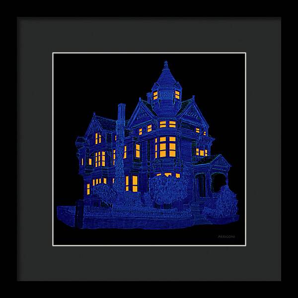 Victorian Mansion in Blue - Framed Print