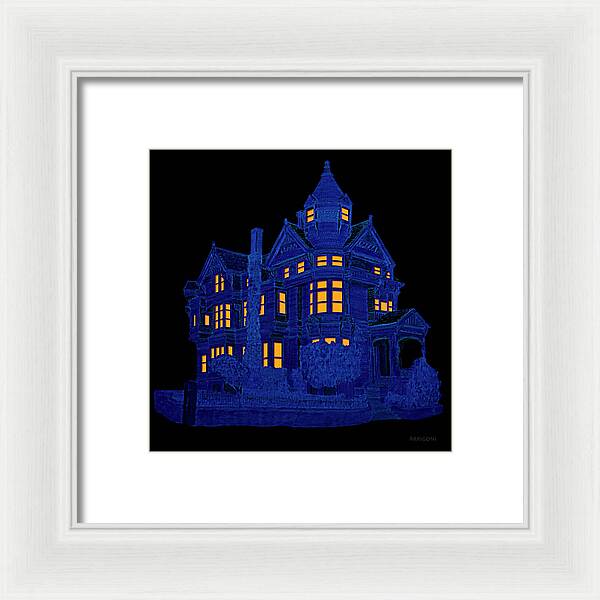 Victorian Mansion in Blue - Framed Print