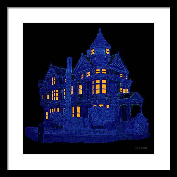 Victorian Mansion in Blue - Framed Print