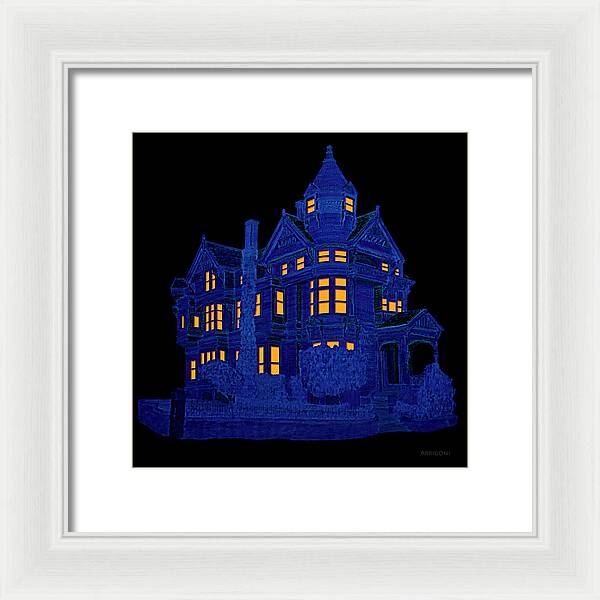 Victorian Mansion in Blue - Framed Print