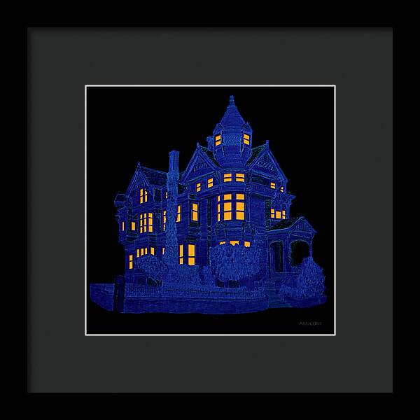 Victorian Mansion in Blue - Framed Print