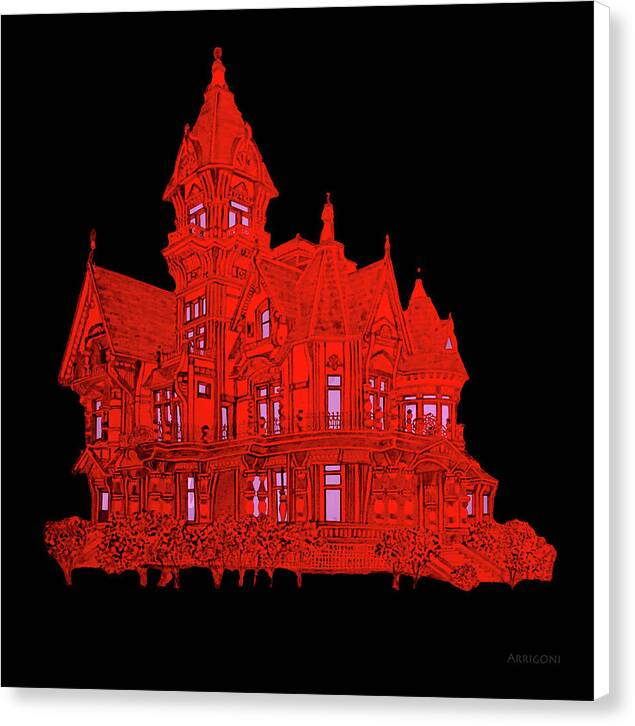 Victorian Mansion in Red - Canvas Print