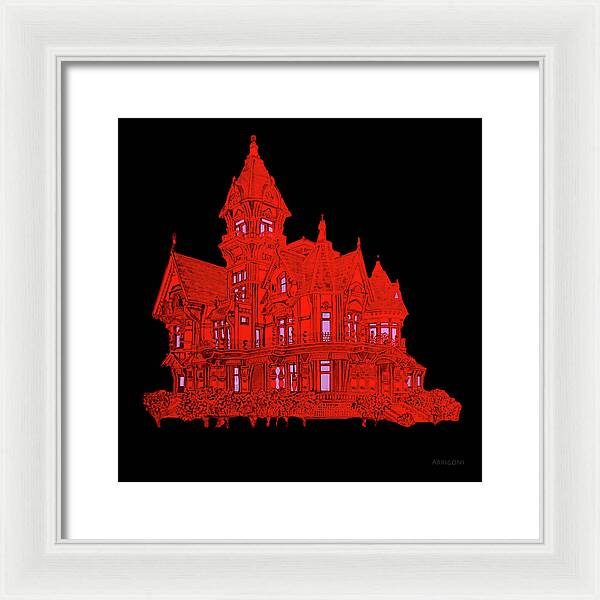 Victorian Mansion in Red - Framed Print