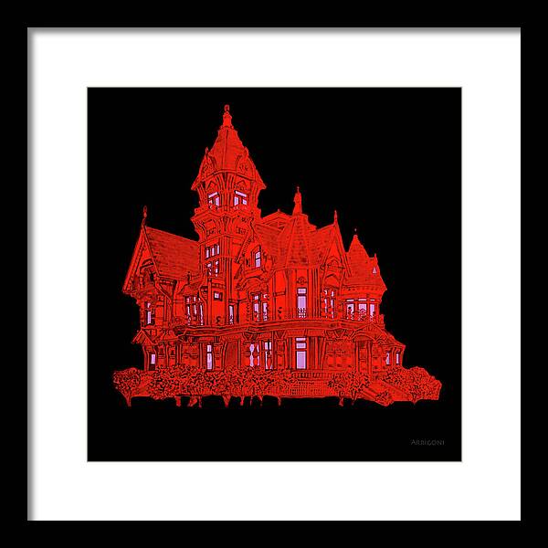 Victorian Mansion in Red - Framed Print