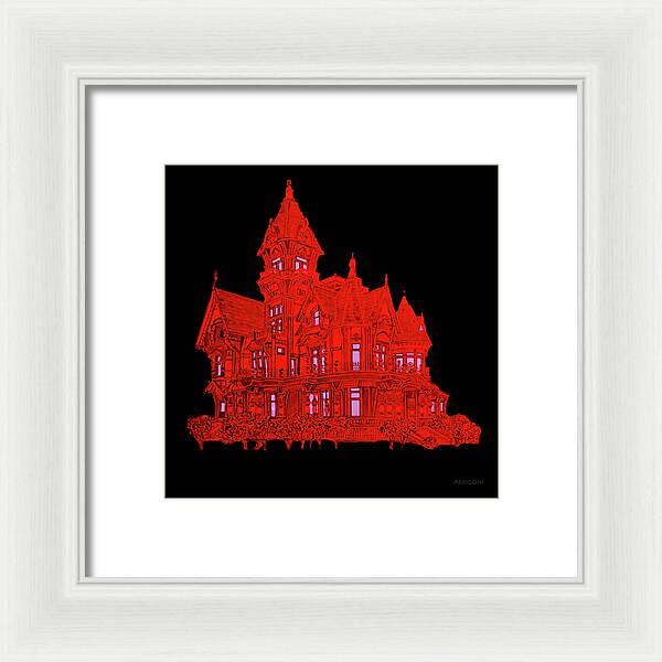 Victorian Mansion in Red - Framed Print