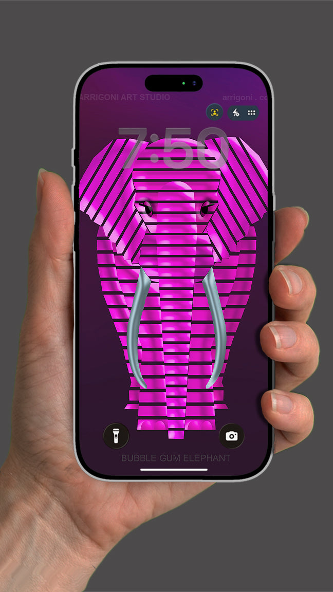 BUBBLE GUM ELEPHANT ( Digital File Vertical Format )