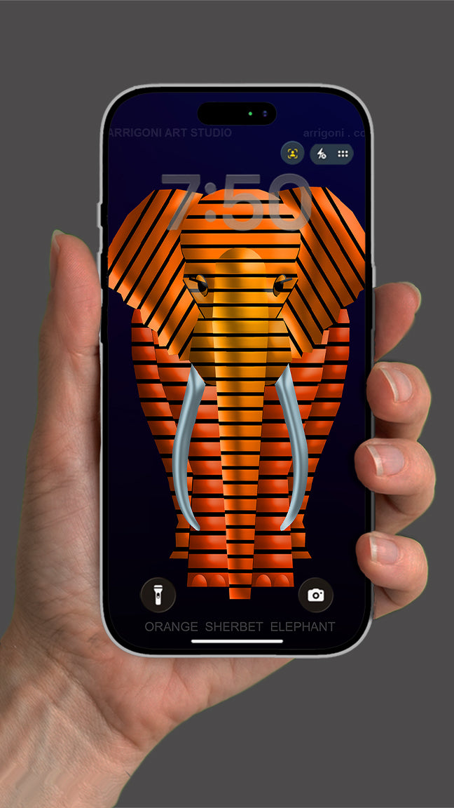 ORANGE SHERBET ELEPHANT ( Digital File Vertical Format )