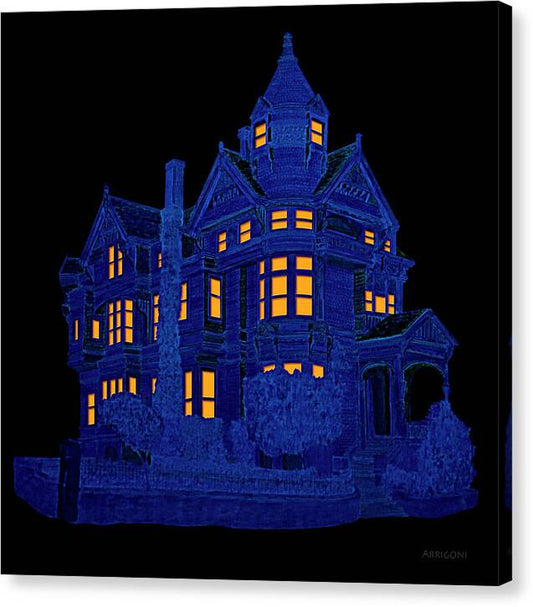 Victorian Mansion in Blue - Canvas Print