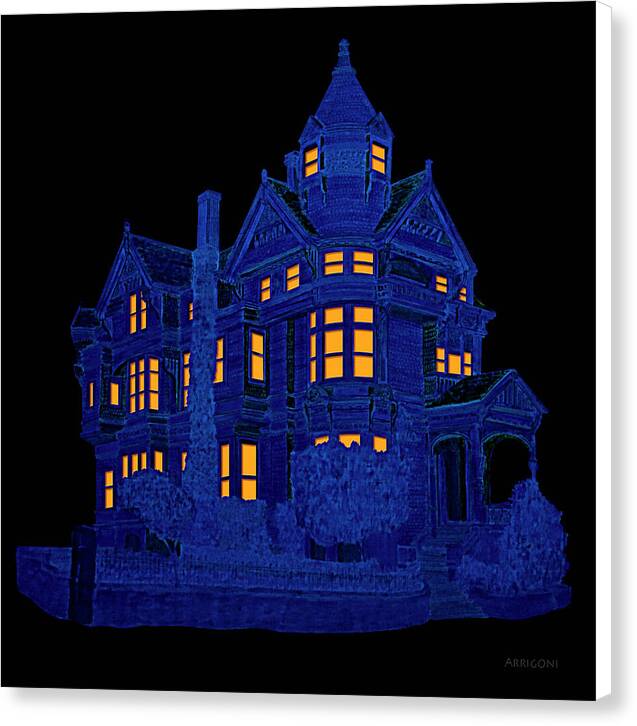 Victorian Mansion in Blue - Canvas Print