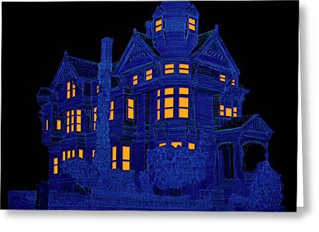 Victorian Mansion in Blue - Greeting Card