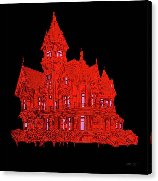 Victorian Mansion in Red - Canvas Print