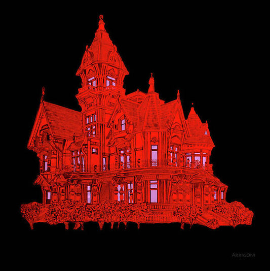 Victorian Mansion in Red - Art Print